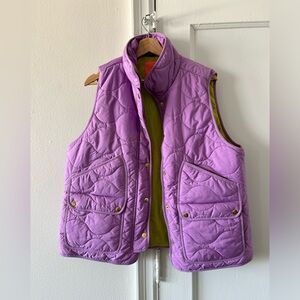 Bright lavender excursion signature puffer vest from jcrew, quilted, size xxl